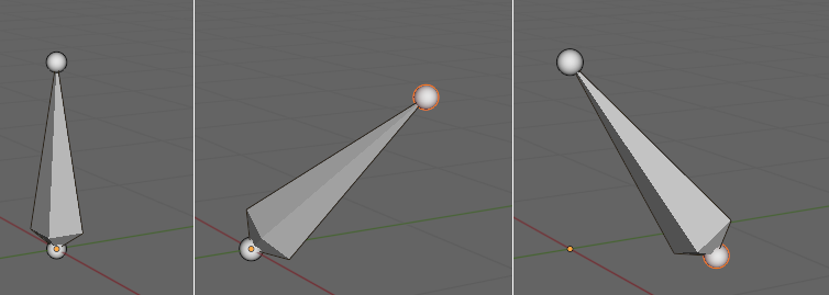 Перемещение конца и начала кости в Blender