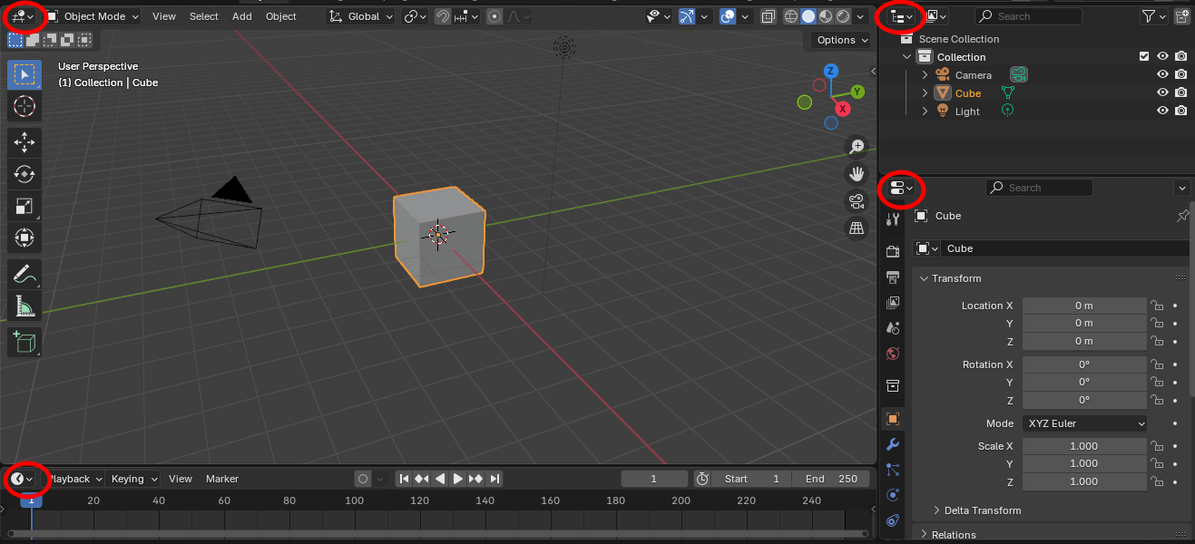 Как переключить редактор в Blender