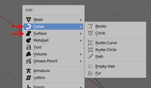 Добавление кривых в Blender