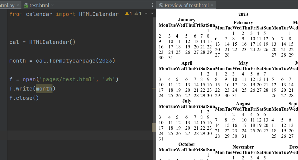 Метод formatyearpage класса HTMLCalendar