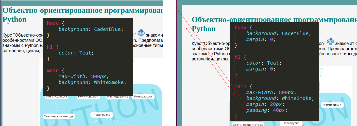 Поля (margins) и отступы (paddings)