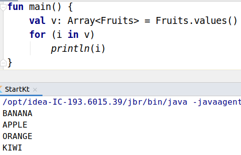 Получение всех значений класса enum в Kotlin