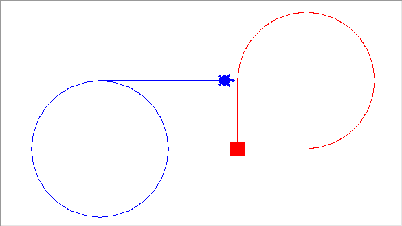 Исполнение программы с двумя черепахами (модуль turtle языка Python)