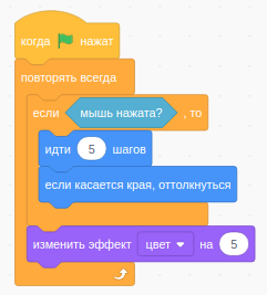 Команда после блока 'если'